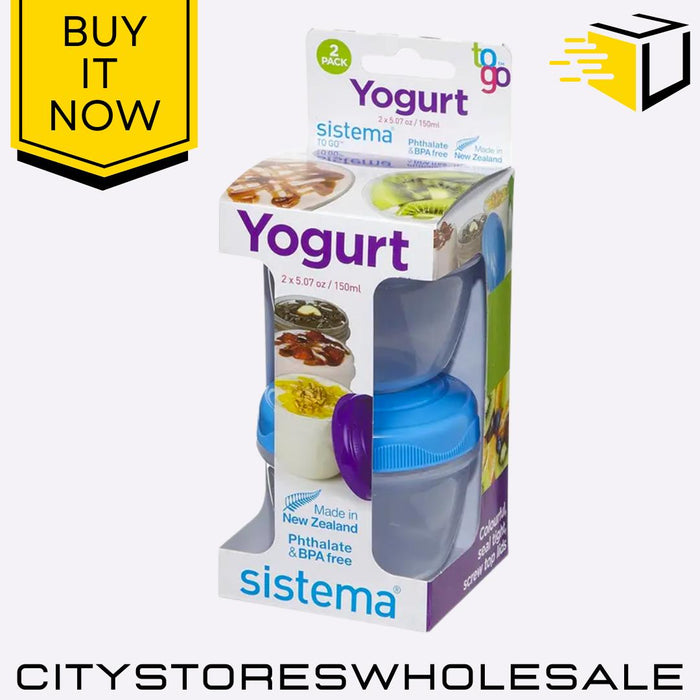 Yogurt To Go Round Containers Leak-Proof & BPA Free 150ml 2 Pack Sistema