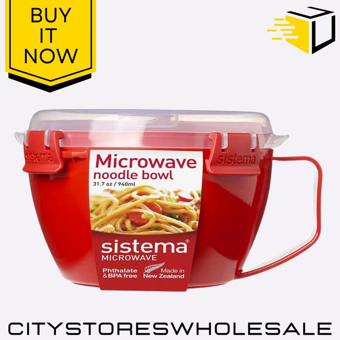 Microwave Noodle Bowl 940ml Container with Lid BPA Free Lunch Box Sistema