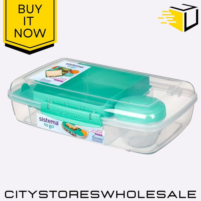 Bento Box To Go Lunch Food Storage Container 1.76L BPA Free Compartments Sistema