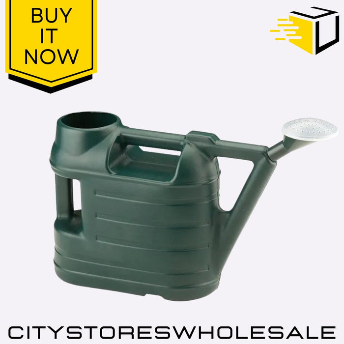 6.5L Budget Watering Can with Rose Green Plastic Garden Indoor Outdoor Use