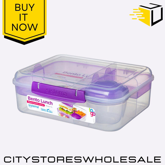 Bento Lunch Box To Go 1.65L Food Container Storage Box Assorted Colours Sistema