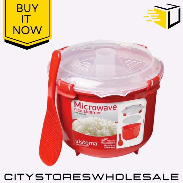 Microwave Rice Steamer 2.6L BPA Free Food Container Cooker Kitchen Sistema