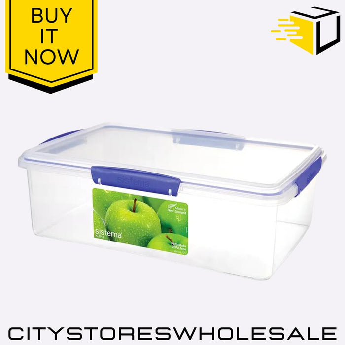 Klip It 7L Clear Food Storage Container with Blue Clips BPA Free Box Sistema