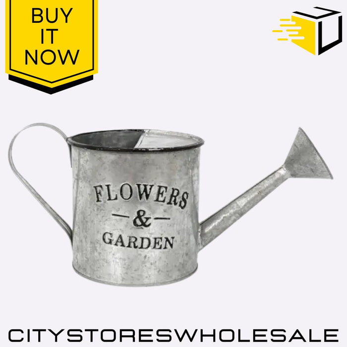 Galvanised Watering Can Style Planter Vintage Rustic Indoor Outdoor Garden Pot
