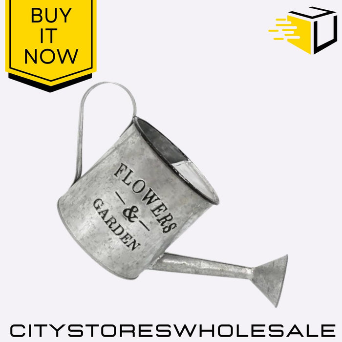 Galvanised Watering Can Style Planter Vintage Rustic Indoor Outdoor Garden Pot