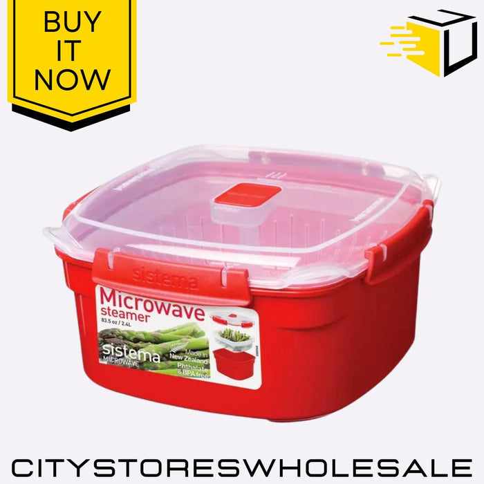 Microwave Steamer 2.4L With Basket BPA Free Food Container Medium Sistema