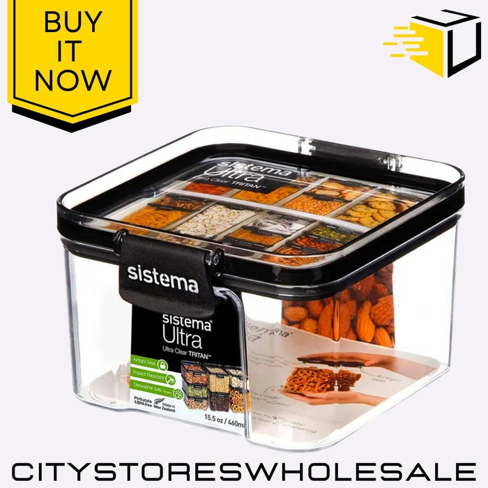 Ultra Airtight Food Storage Container Box, Leakproof, BPA Free 460ml Sistema