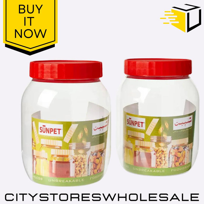 Plastic Sunpet Food Storage Round Jar 750ml 2 Pack BPA Free Airtight Kitchen