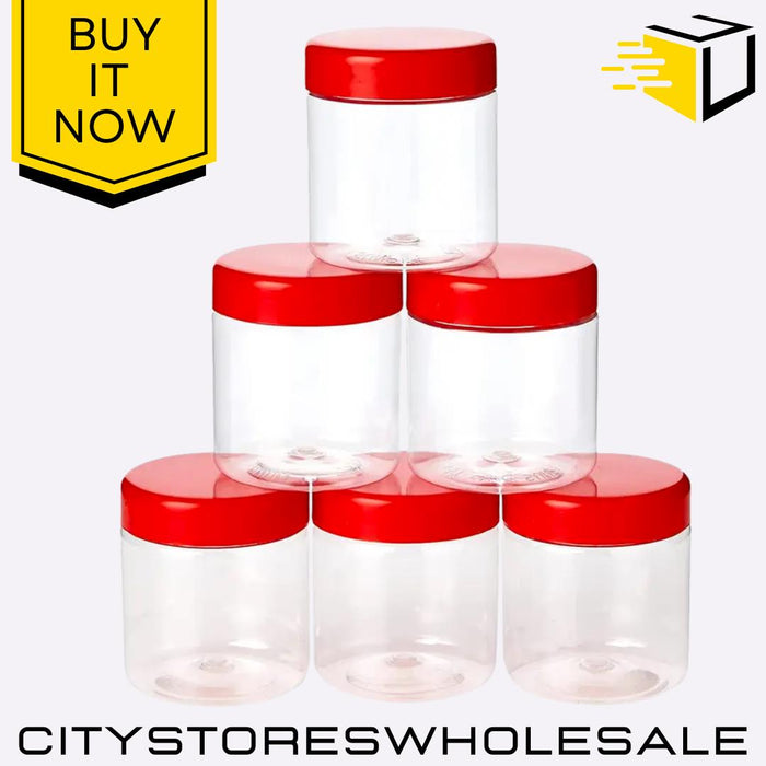 Plastic Food Storage Containers 100ml Round Jar Lid 6 Pack BPA Free Pots Sunpet