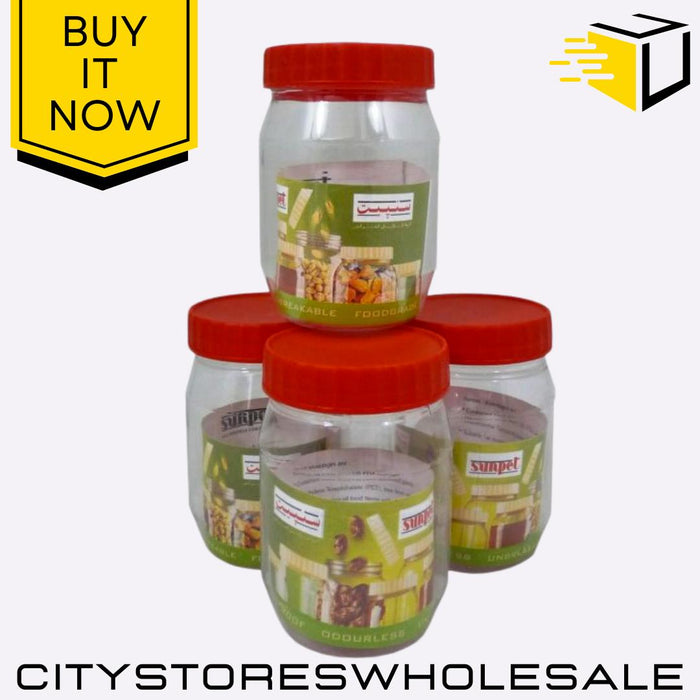 Plastic Storage Jars 300ml 4 Pack Clear Food Grade Container with Lid Sunpet