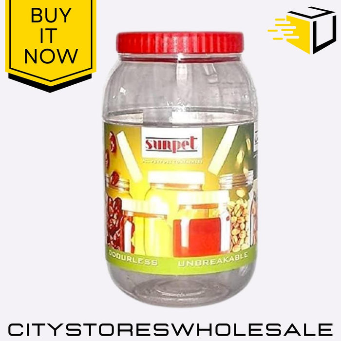 Jar 4000ml Large Airtight Plastic Storage Container With Screw Lid Sunpet