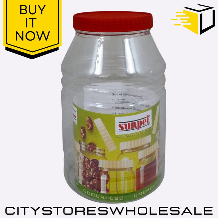 Plastic Food Storage Jar 5000ml Round Clear Airtight Container Pet Safe Sunpet