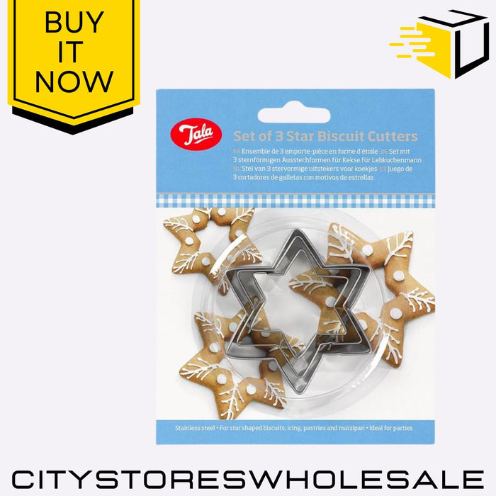 Plain Star Cutters Set of 3 Stainless Steel Cookie Pastry Biscuit Baking Tala