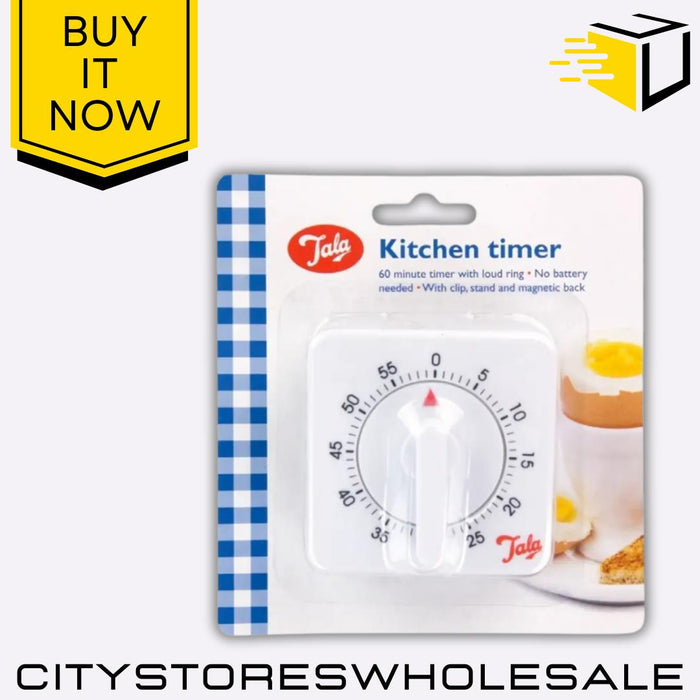 60 Minute Kitchen Timer Mechanical Countdown Clock Loud Ring White Dial Tala