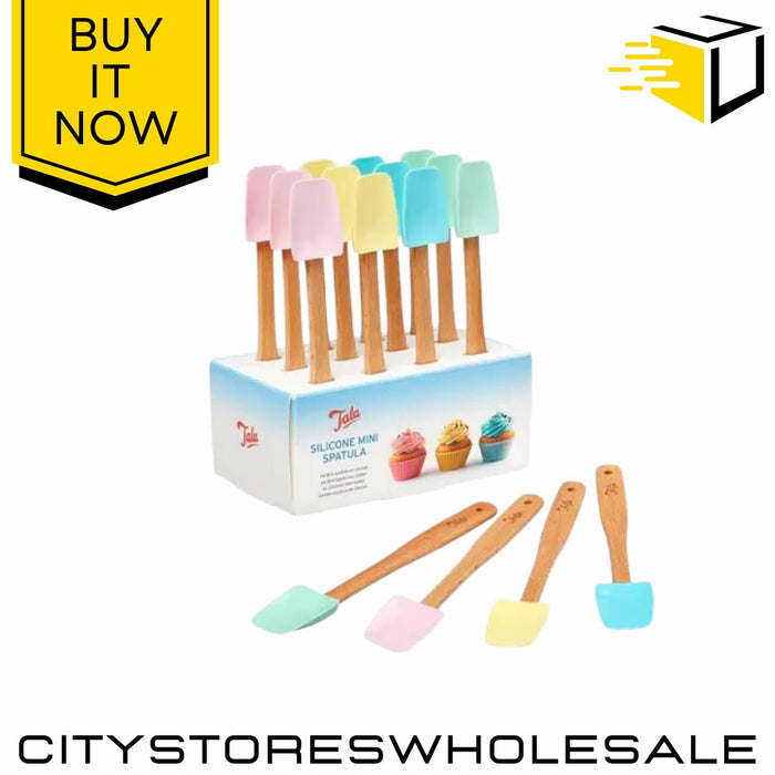 Mini Silicone Spatula Random Colour Assorted Wood Handle Baking Tool Tala