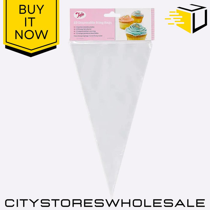Disposable Icing Piping Bags 10 Pack Strong Pastry Nozzles Cake Decorate Tala