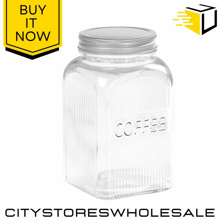 1.25L Glass Coffee Storage Jar Clear Container with Airtight Screw Lid Tala