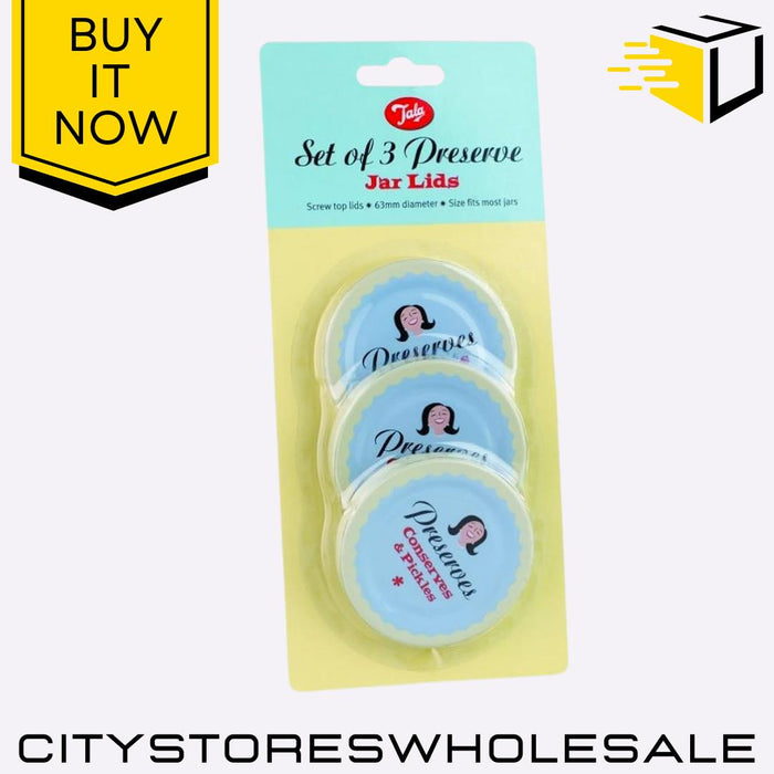 3 Piece Jar Lid Set for Preserves Pickles Conserves Reusable Screw Top Tala
