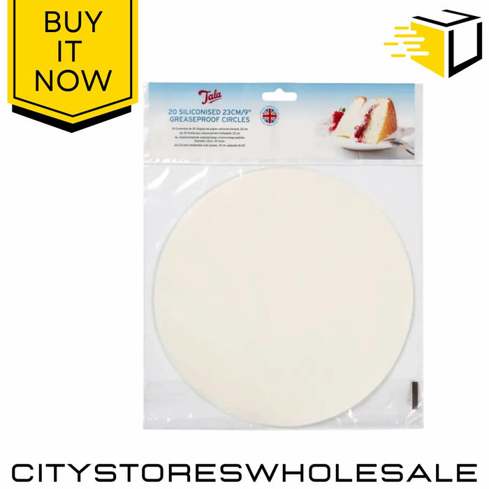 23cm Silicone Greaseproof Baking Circles 20 Pack Non-Stick Liner Rounds Tala