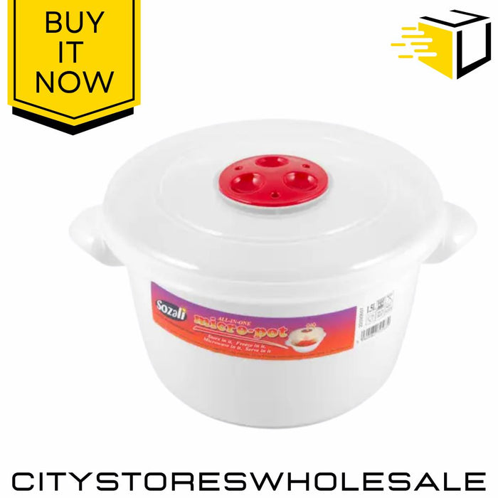 All In One Micro Pot 1.5L Microwave Cooker With Steam Valve BPA-Free Sozali