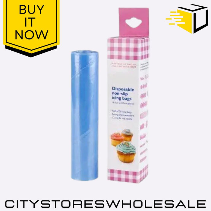 30 Piece Disposable Non Slip Icing Bags Blue Cake Decorating Piping Set Tala