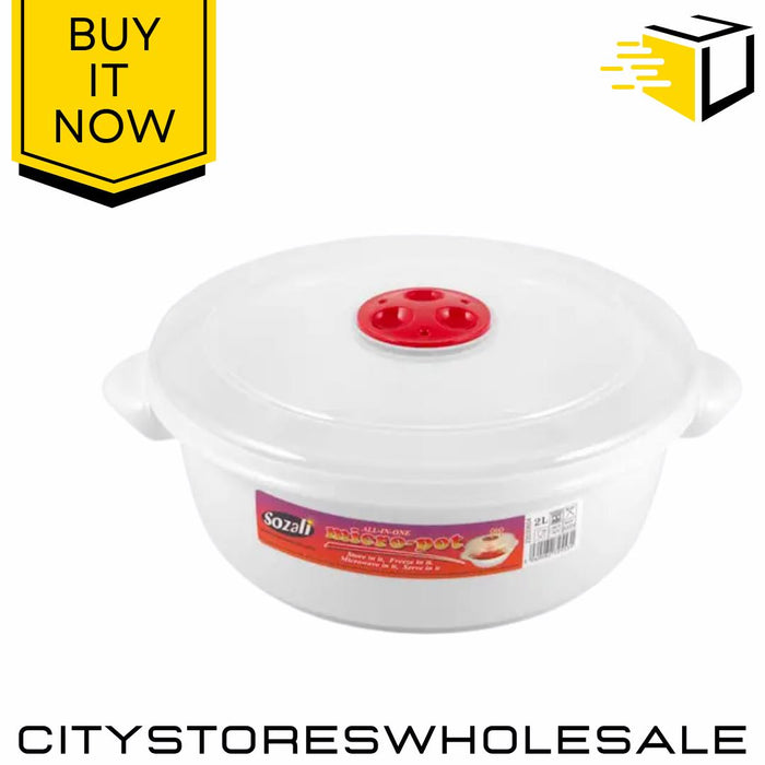 All In One Micro Pot 2L Microwave Cooker With Steam Valve BPA-Free Sozali