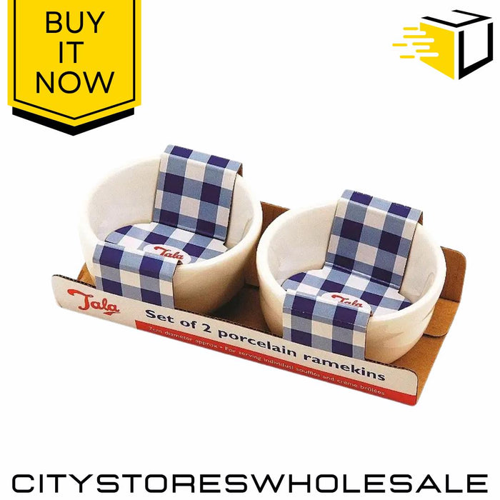 7cm Ceramic Ramekins Bowls Set of 2 - Durable Kitchen Prep & Baking Dishes Tala