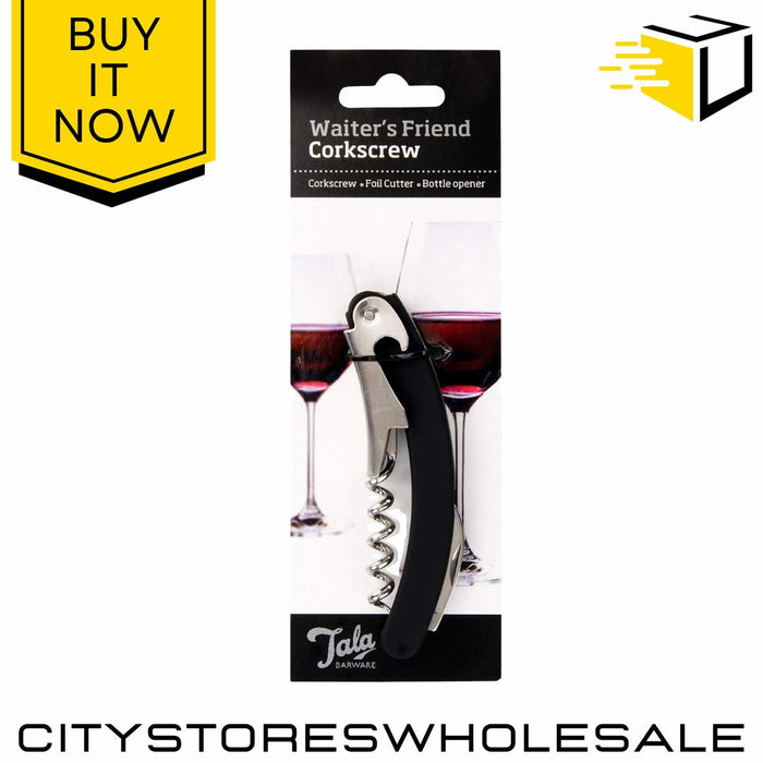 Soft Grip Corkscrew Bottle Opener Waiters Friend With Foil Cutter Tool Tala