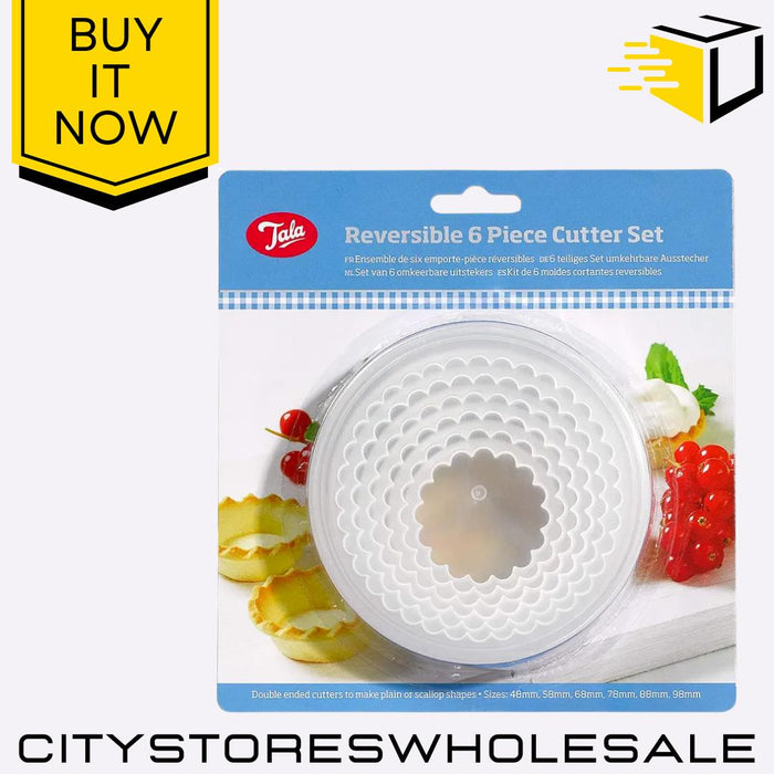 Reversible Pastry Cookie Cutter Set 6 Pack Round & Fluted Baking Tools Tala