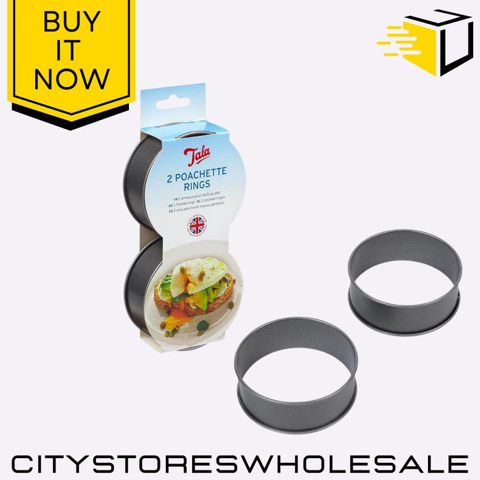 Non Stick Egg Poachette Rings Kitchen Cooking Moulds Easy Clean Set of 2 Tala