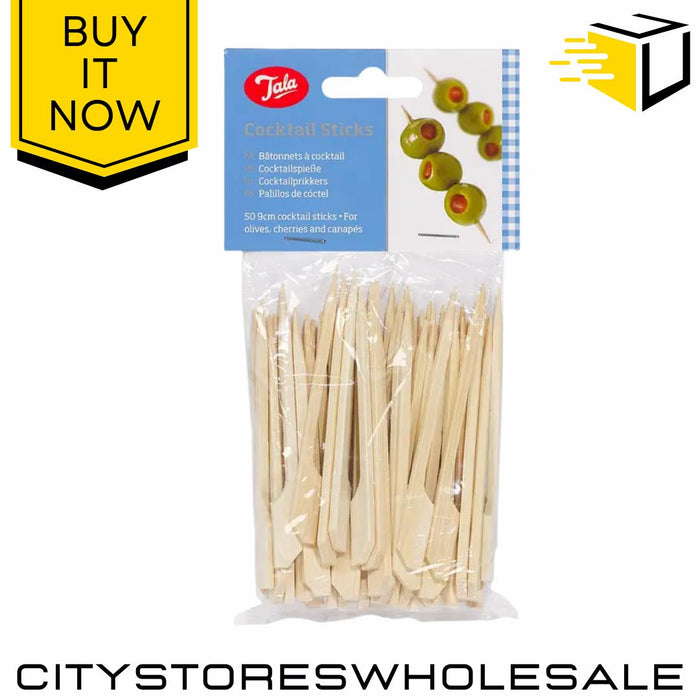 Bamboo Cocktail Sticks 50 Pack Eco Friendly Party Skewers Biodegradable Tala