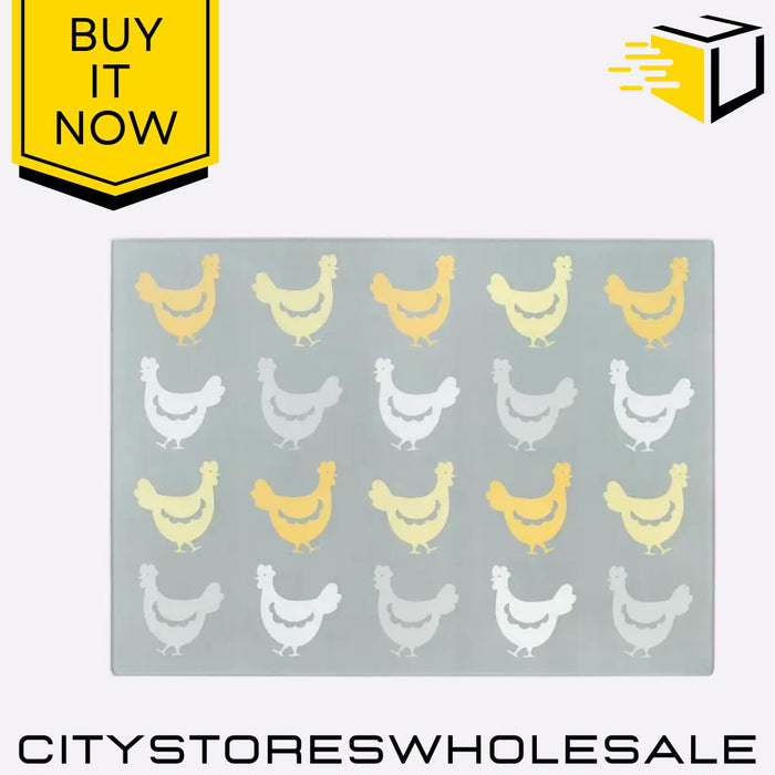 Hens Design Glass Worktop Saver Chopping Board Kitchen Surface Protector Tala