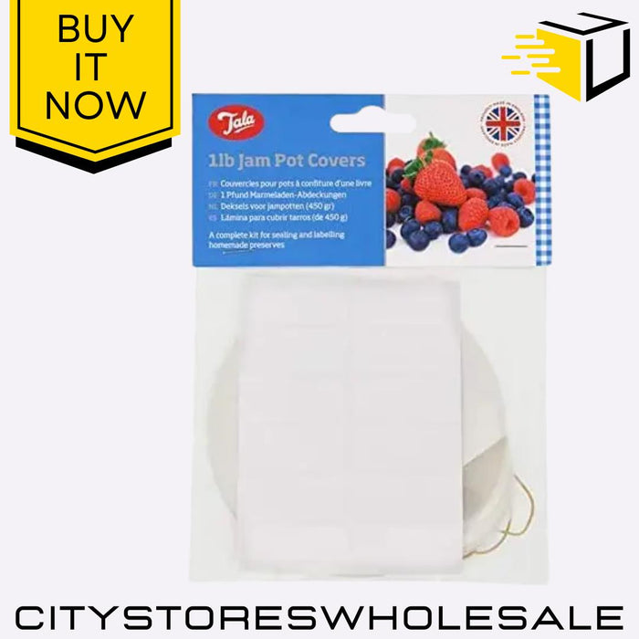 1lb Jam Pot Cover Kit Lids, Labels, Covers for Homemade Jam Preserves Tala