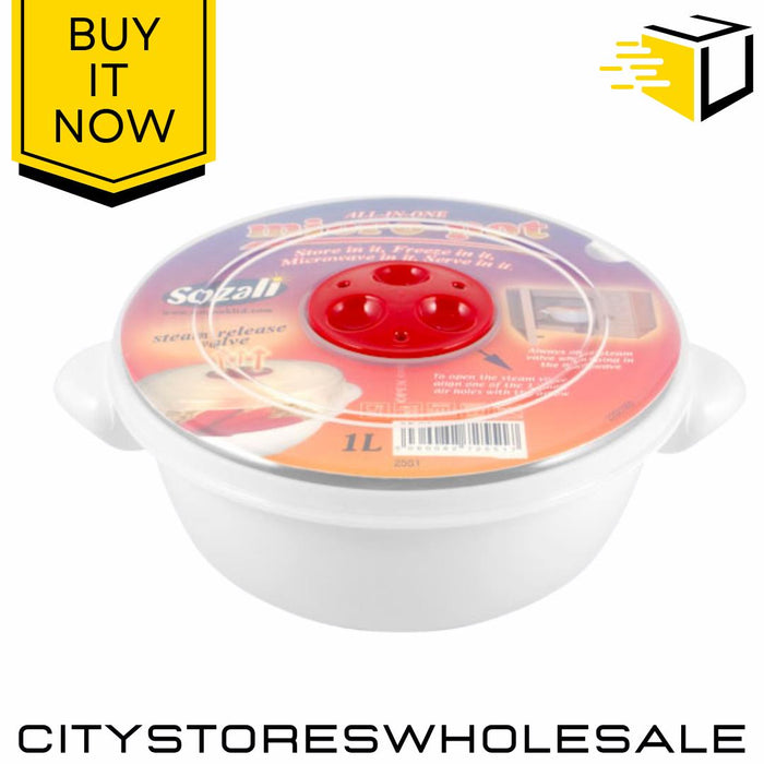 All In One Micro Pot 1L Microwave Cooker With Steam Release Lid Sozali