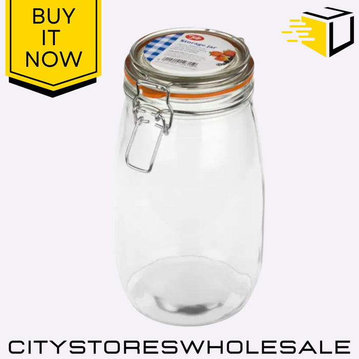 Airtight Glass Storage Jar 1500ml 3.25lb Lever Clip Food Preserve Container Tala