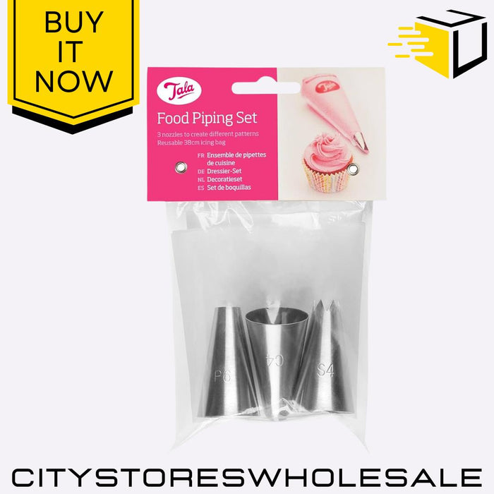 Food Icing Piping Bag Set with 3 Stainless Steel Nozzles Decorating Kit Tala