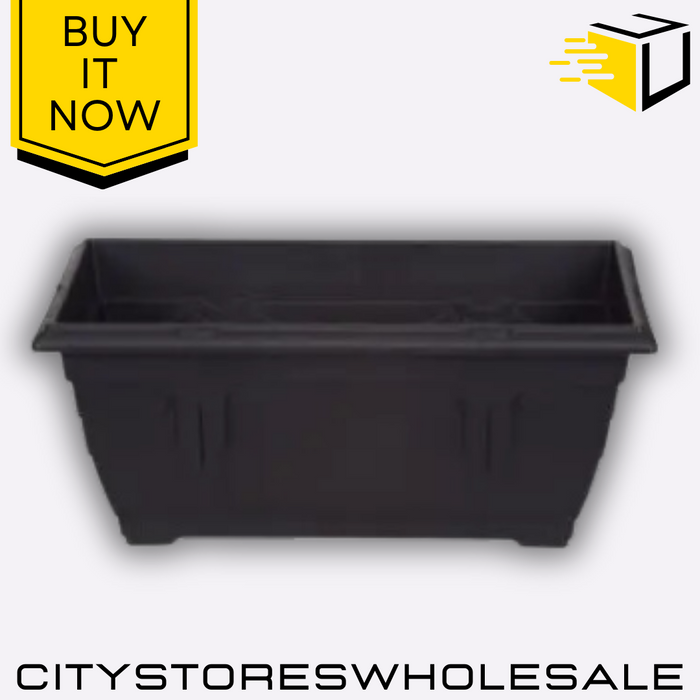 60cm Venetian Window Box Planter Black Durable Plastic Flower Whitefurze