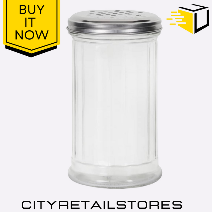 Glass Flour Shaker Stainless Steel Apollo Lid Baking Cooking Sprinkle Sugar