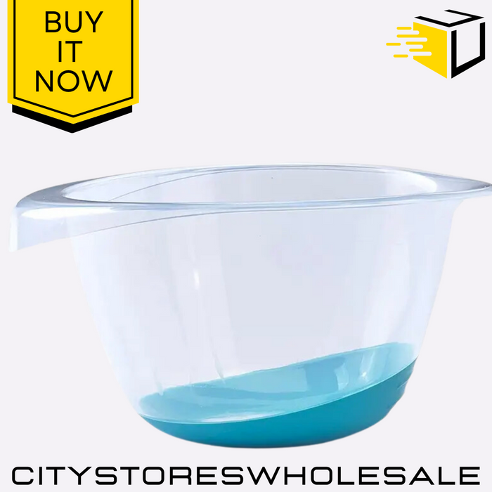 2L Premier Mixing Bowl Teal Durable Plastic Non-Slip Base Easy To Use Whitefurze