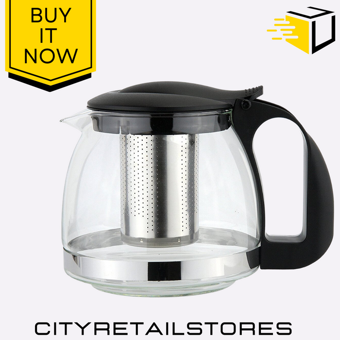 Glass Teapot with Strainer Heat Resistant Tea Pot Loose Leaf & Tea 600ml Apollo