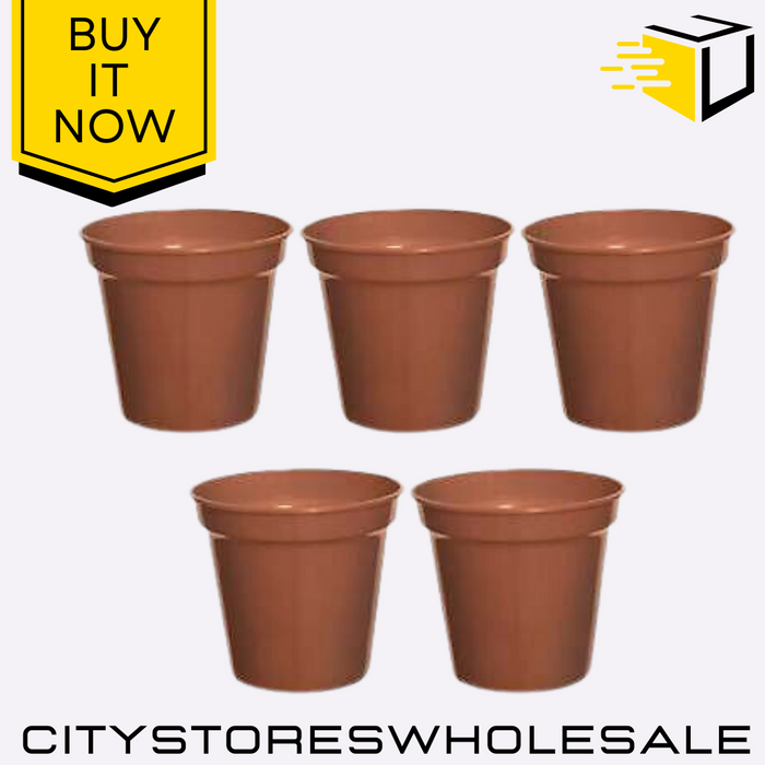 12.7cm Garden Pots Terracotta Set of 5 Durable Plastic Plant Pots Whitefurze