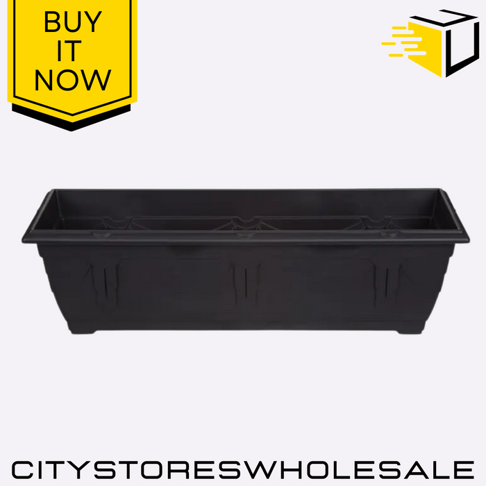 60cm Venetian Window Box Planter Black Durable Plastic Flower Pot Whitefurze