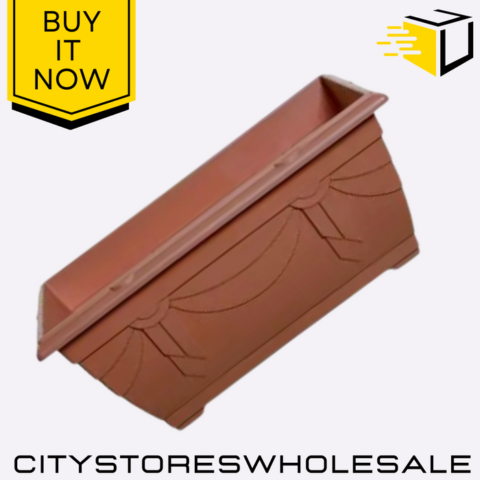 60cm Venetian Window Box Planter Terracotta Durable Plastic Flower Whitefurze