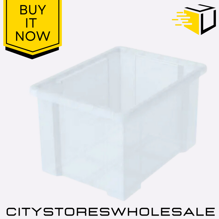 Large 50L Storage Box Sturdy Plastic Container, Home Organization Whitefurze