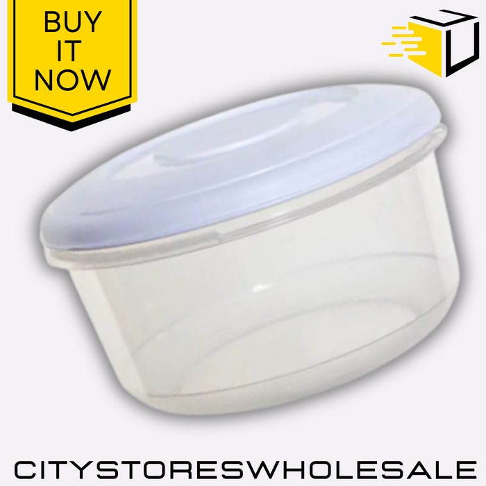 Round Food Container Small Plastic Storage Bowl For Lunch 1.0L Whitefurze