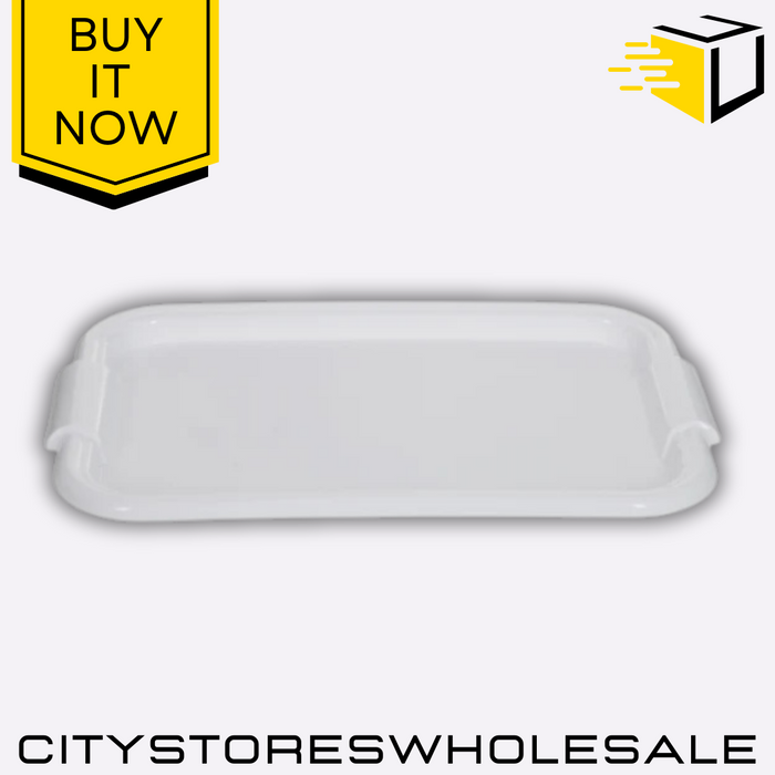 Rectangular White Tray 49cm Multipurpose Durable Food Safe Plastic Whitefurze