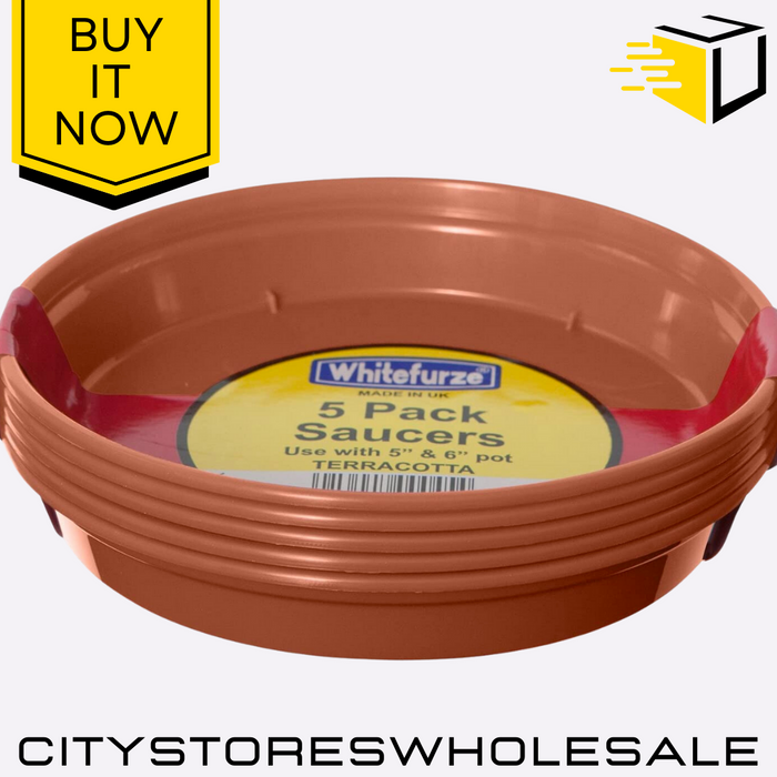 Terracotta Pot Saucer Set 7.5-10cm For Garden Indoor Plants Pack Of 5 Whitefurze