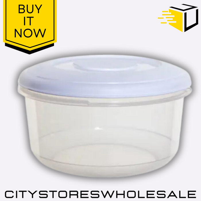 Round Food Container Small Plastic Storage Bowl For Lunch 1.0L Whitefurze