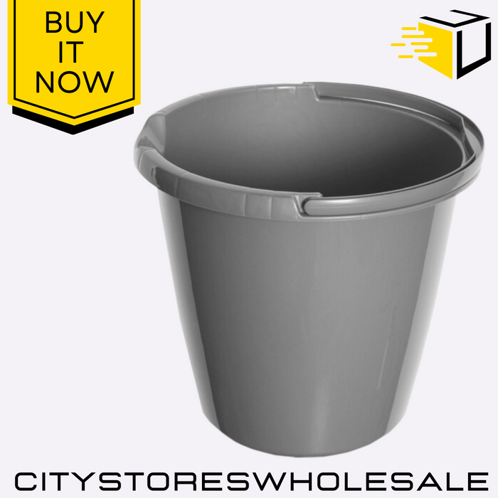 Silver Bucket 5L Durable Plastic Small Bin Lightweight Multi-Purpose Whitefurze