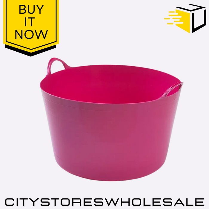 75L Pink Flexible Tub Durable Storage Bucket For Garden, Laundry, Toy Whitefurze